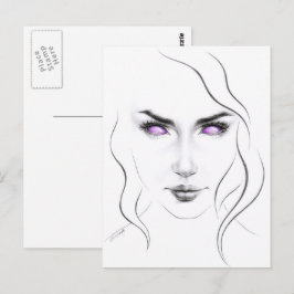 Vrouw met vreemde paarse ogen Minimalistische lijn Briefkaart