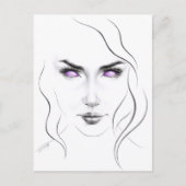 Vrouw met vreemde paarse ogen Minimalistische lijn Briefkaart (Voorkant)