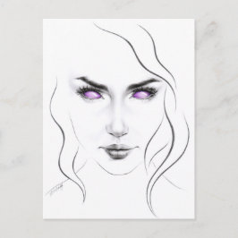 Vrouw met vreemde paarse ogen Minimalistische lijn Briefkaart