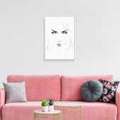 Vrouw met vreemde paarse ogen Minimalistische lijn Canvas Afdruk (Insitu (Woonkamer))