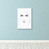 Vrouw met vreemde paarse ogen Minimalistische lijn Canvas Afdruk (Insitu (Houten vloer))