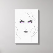Vrouw met vreemde paarse ogen Minimalistische lijn Canvas Afdruk (Voorkant)
