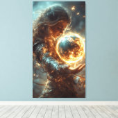 Vrouw met Vuur Orb-Canvas Print (Insitu (Houten vloer))