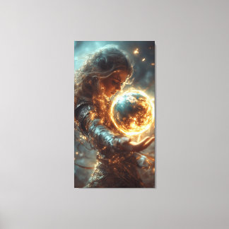 Vrouw met Vuur Orb-Canvas Print