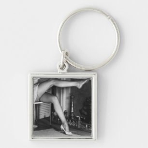 Vrouw met vuurhaard B&W Sleutelhanger