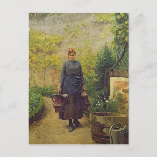 Vrouw met waterkans briefkaart (Voorkant)