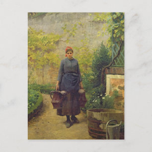 Vrouw met waterkans briefkaart