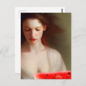 Vrouw met watermeloen briefkaart (Voorkant / Achterkant)