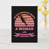 Vrouw met Waterski Grappige Cadeaus Echtgenote Kaart (Gele Bloem)
