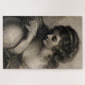 Vrouw met Wereldbol  Legpuzzel (Horizontaal)