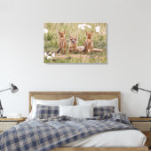 Vrouw met wift fox (Vulpes velox) met jonge Canvas Afdruk (Insitu (Slaapkamer))