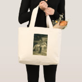 Vrouw met wit paard. grote tote bag (Voorkant (product))