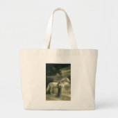 Vrouw met wit paard. grote tote bag (Voorkant)