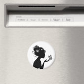 Vrouw met witte vlinders liefkozen magneet (Insitu (Vaatwasser))