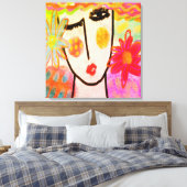 Vrouw met zomerbloemen Abstracte digitale kunst Canvas Afdruk (Insitu (Slaapkamer))