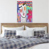 Vrouw met zomerbloemen Abstracte digitale kunst Canvas Afdruk (Insitu (Slaapkamer))