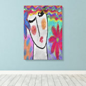 Vrouw met zomerbloemen Abstracte digitale kunst Canvas Afdruk (Insitu (Houten vloer))