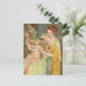 Vrouw met zonnebloem | Mary Cassatt Briefkaart (Staand voorkant)