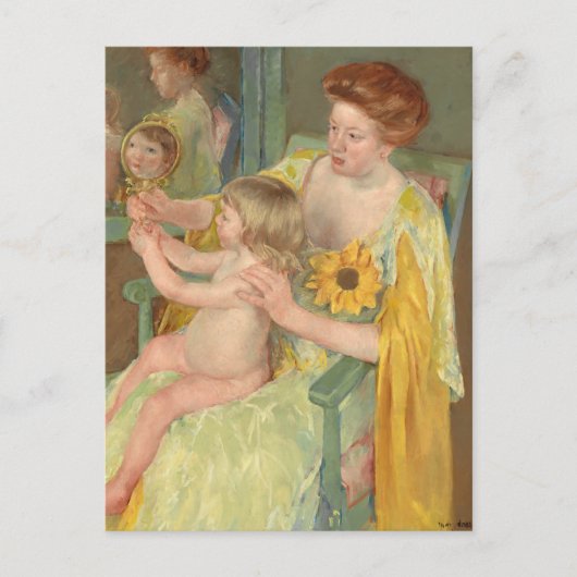 Vrouw met zonnebloem | Mary Cassatt Briefkaart (Voorkant)
