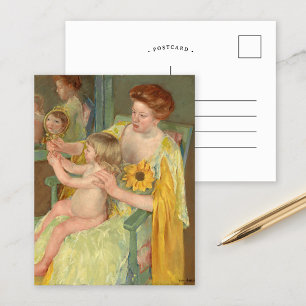 Vrouw met zonnebloem Mary Cassatt Briefkaart