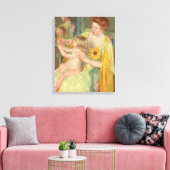 Vrouw met zonnebloem | Mary Cassatt Canvas Afdruk (Insitu (Woonkamer))
