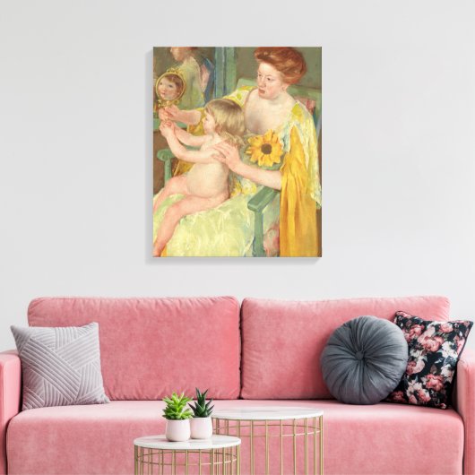 Vrouw met zonnebloem | Mary Cassatt Canvas Afdruk (Insitu (Woonkamer))