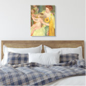 Vrouw met zonnebloem | Mary Cassatt Canvas Afdruk (Insitu (Slaapkamer))