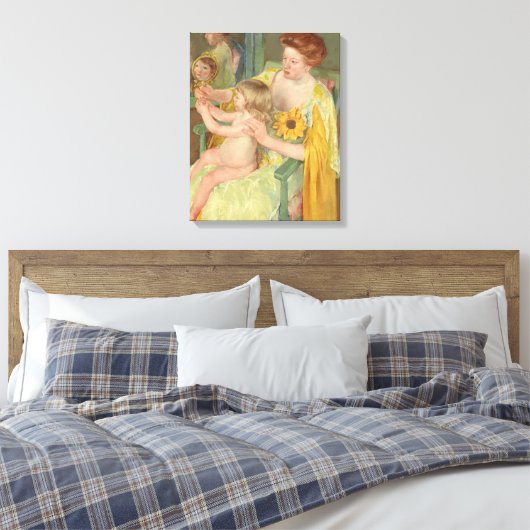 Vrouw met zonnebloem | Mary Cassatt Canvas Afdruk (Insitu (Slaapkamer))