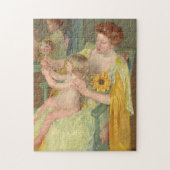 Vrouw met zonnebloem | Mary Cassatt Legpuzzel (Verticaal)