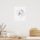Vrouw met zonnebril en bubble gum line art poster (Keuken)