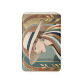 Vrouw met zonnehoed art deco badmat (Voorkant Verticaal)
