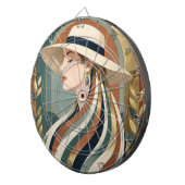 Vrouw met zonnehoed art deco dartbord (Voorkant Rechts)