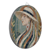 Vrouw met zonnehoed art deco dartbord (Voorkant Links)