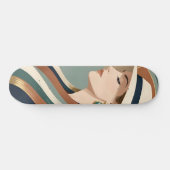 Vrouw met zonnehoed art deco persoonlijk skateboard (Horizontaal)