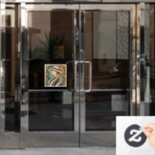 Vrouw met zonnehoed art deco raamsticker (Kantoordeur)