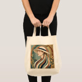 Vrouw met zonnehoed art deco tote bag (Voorkant (product))
