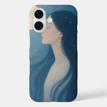 Vrouw met zwart haar Hoesje | Minimalistische Femi