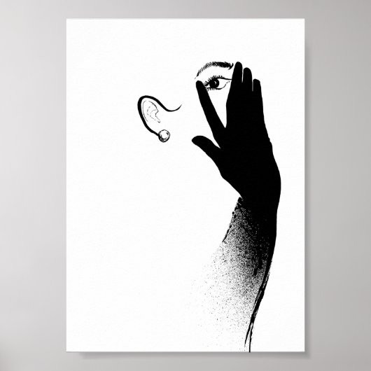 Vrouw met zwarte handschoen, minimale  poster (Voorkant)