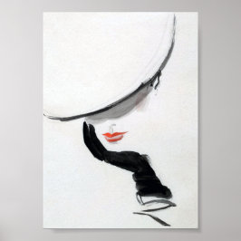 Vrouw met zwarte handschoen, minimale poster