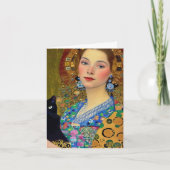  vrouw met zwarte kat kaart (Voorkant)