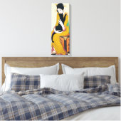 Vrouw met zwarte kat, Yumeji Takehisa Canvas Afdruk (Insitu (Slaapkamer))