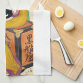 Vrouw met zwarte kat, Yumeji Takehisa Theedoek (Quarter Fold)