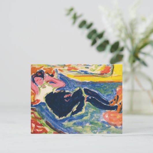 Vrouw met zwarte kousen | Ernst Ludwig Kirchner Briefkaart (Staand voorkant)