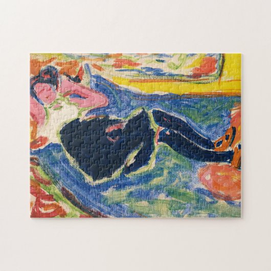 Vrouw met zwarte kousen | Ernst Ludwig Kirchner Legpuzzel (Horizontaal)