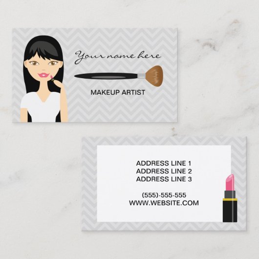 Vrouw met zwarte lange haarscherp visitekaartje (Voorkant / Achterkant)