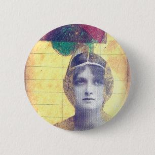  vrouw Mixed Media Collage in uitvoering Ronde Button 5,7 Cm