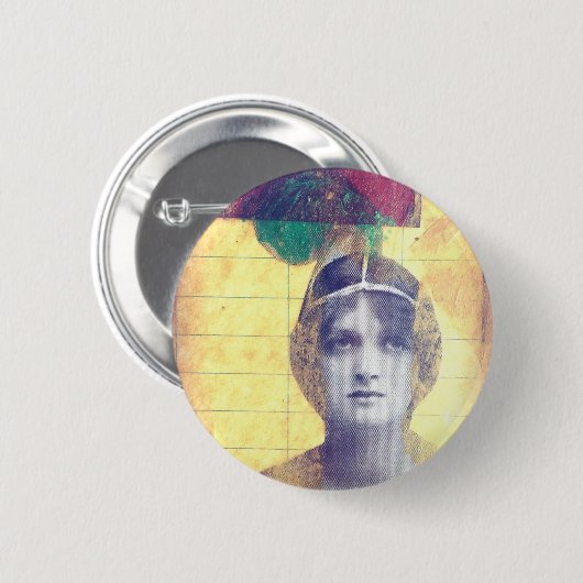 vrouw Mixed Media Collage in uitvoering Ronde Button 5,7 Cm (Voorkant /achterkant)