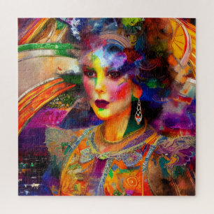 Vrouw Mixed Media Collage Legpuzzel