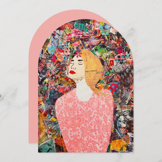 Vrouw Mixed Media Inspirerende Kunst Wenskaart Kaart (Voorkant / Achterkant)