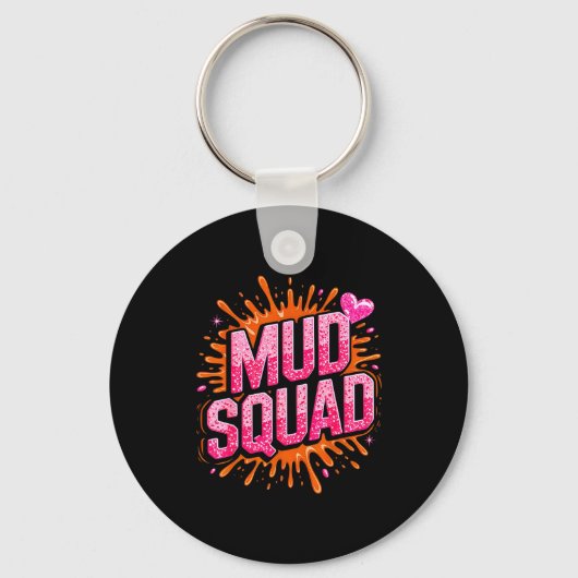 Vrouw Modderige Modder Run Squad Modderige Hardlop Sleutelhanger (Voorkant)